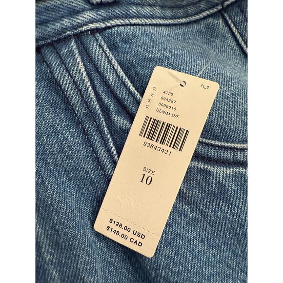 Pilcro Anthropologie Denim Skirt Women's Sz 10 Blue Belted Pencil Midi Back Slit - Picture 3 of 9